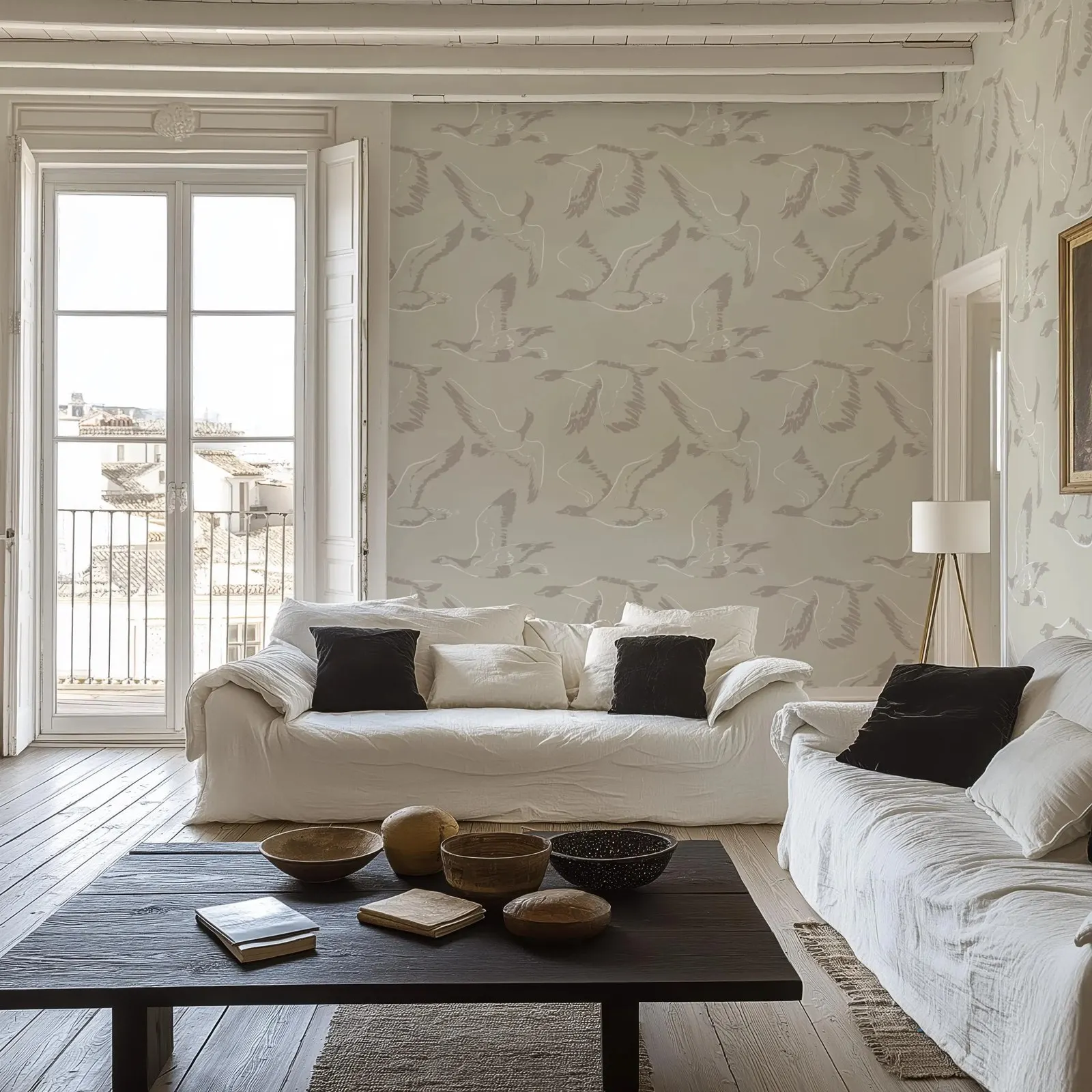 Beige Duck Regular Wallpaper, Modern and Neutral Bird Brush Stroke Wall Mural For Light Bedroom,Self-adhesive Or Tradition Paper