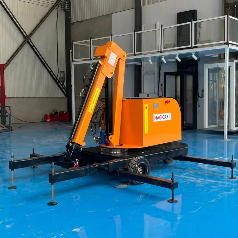 Compact Electric Crane with Manual/Hydraulic Hoist – Portable Floor Crane, Folding Design, 360° Rotation, Suitable
