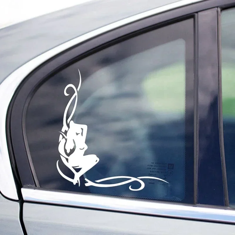 Personality Car Sticker Girl (in The Corner of The Glass) Reflective Funny Decal Auto Waterproof Vinyl Decal,15cm*13cm