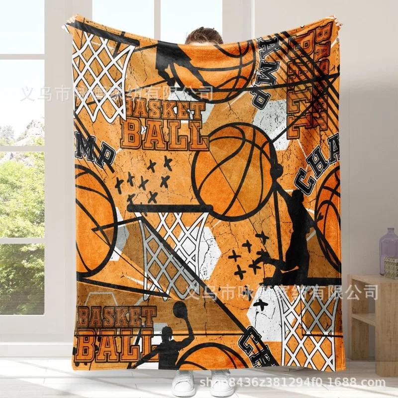 Sports Blanket Printed with basketballs and trophies Warm Cozy Soft Throw Blanket for All Season for Couch Sofa Bed