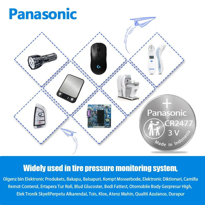 Panasonic 5 peças cr2477 botão bateria de lítio 3v medidor de instrumento importado digital monitor de pressão dos pneus banheiro inteligente