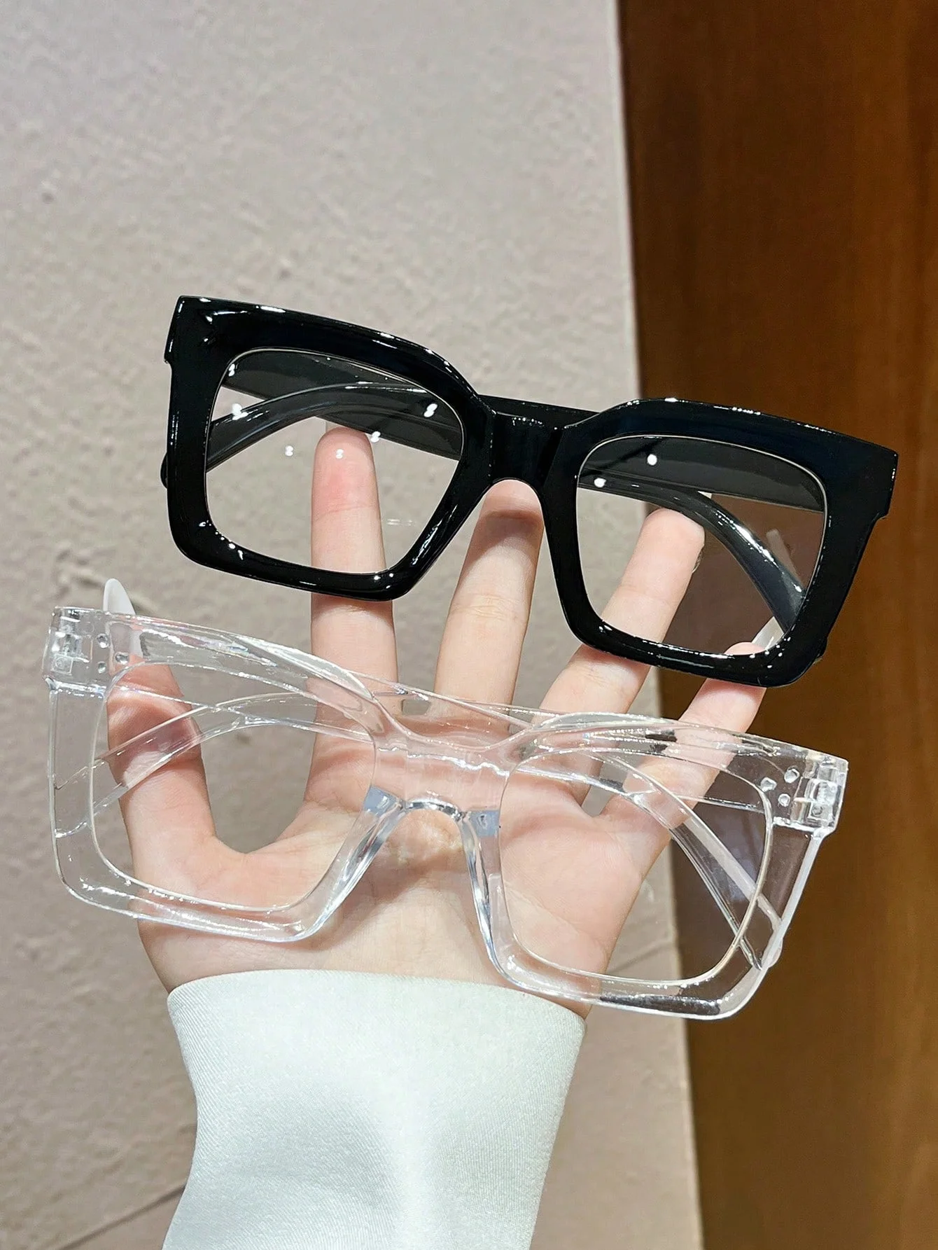 1/2 Stück Damen-Brille mit quadratischem Rahmen, Schildpattfarbe, transparente Linse, einfacher klassischer Stil, geeignet für tägliche Reisen – Detail 4