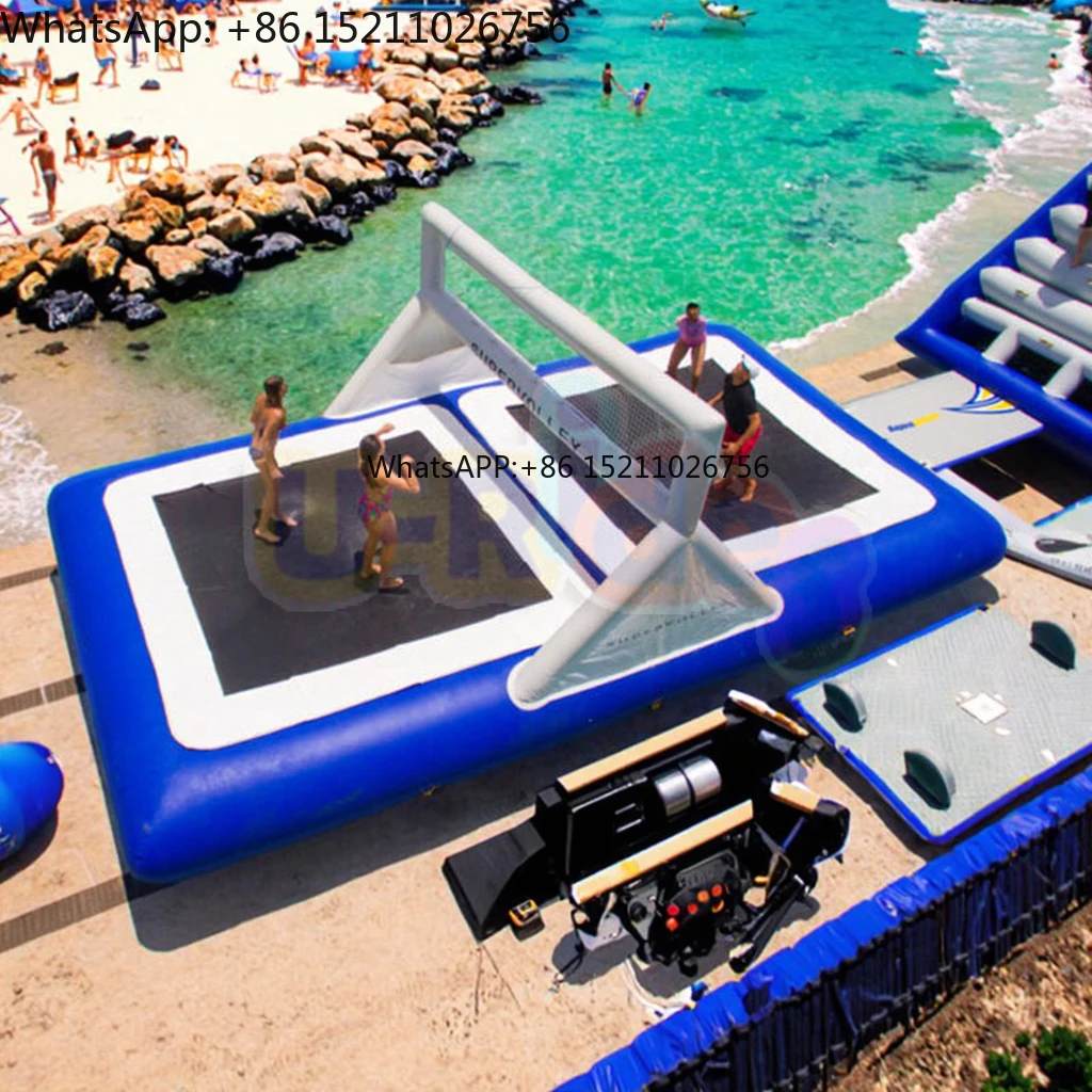 Trampolín inflable de agua a precio de fábrica, cancha de voleibol, trampolín, cancha de voleibol acuática en diversión para jugar en el agua