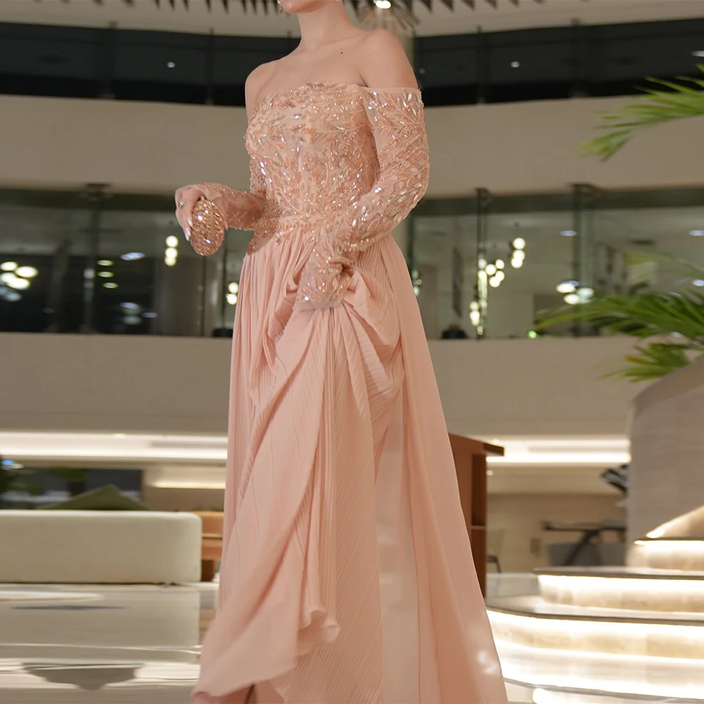 

Romantic Chiffon Celebrity Gowns Customized Crystal Homecoming Dress Luxurious Beading Women's Evening Dresses with Lace Up Back
