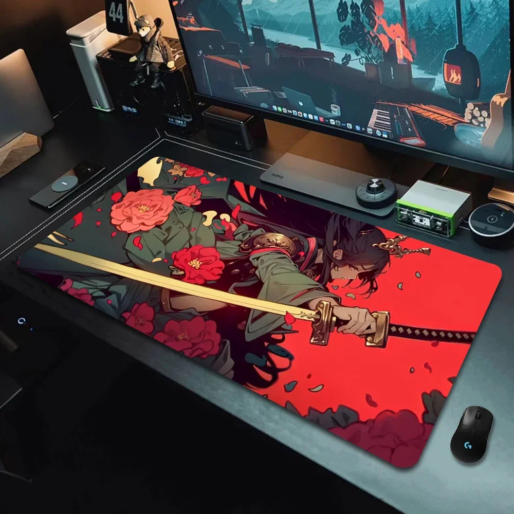 Samurai Jepang alas Mouse Aksesori Gaming besar bantalan Mouse komputer kantor otebook Keyboard tikar karpet meja karet 900x400