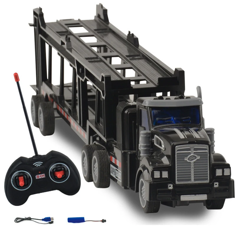 2.4G Radio Remote Control Alloy Double-decker Large Truck Tractor  4CH Charging RC Children\'s Construction Transport Vehicle Toy