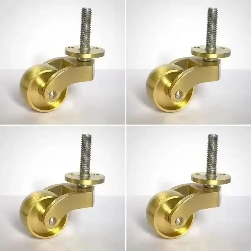 Retro 4PCS 1.25inch Solid Brass Casters Wheels M7 Thread Table Chair Sofa Couch Bar Piano Furniture Castors 360° Swivel Rollers