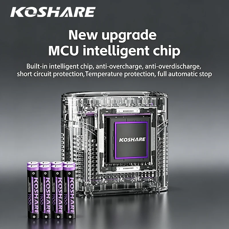KOSHARE New Rechargeable Battery AAA 1100mWh 1.5V Lithium Battery Charger Set For Remote Controlled Toy Flashlights Mice etc.