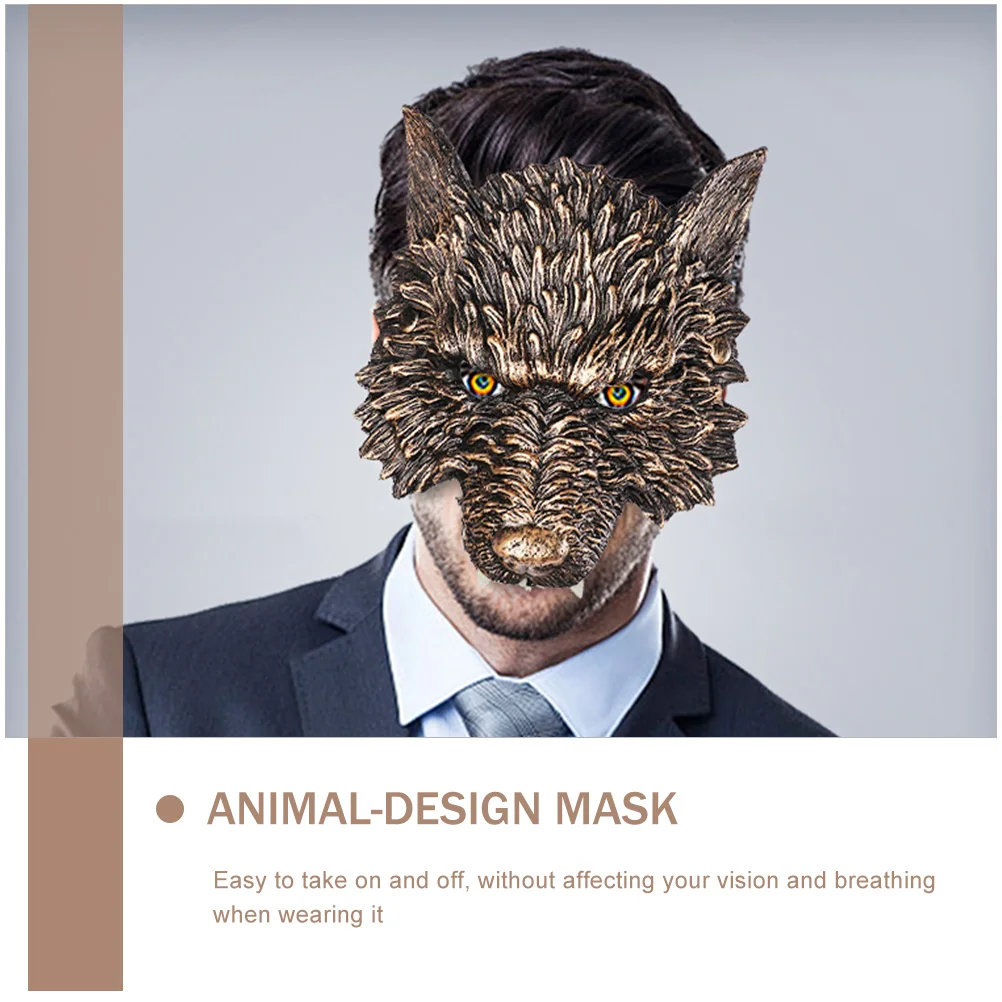 Maschera di lupo Puntelli Viso spaventoso Maschere per adulti di Halloween Uomo Mezza decorazioni maschili Costume in maschera facciale