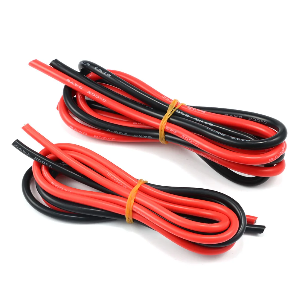 2m/lot Silicon Wire 8 10 12 14 16 18 20 22AWG Heatproof Soft Silicone Silica Gel Wire Cable (1meter Red+1meter Black)