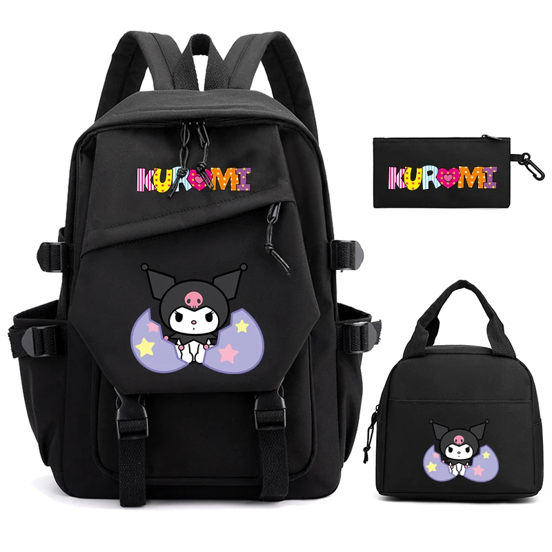 

3Pcs/set Sanrio Kuromi Backpack with Lunch Bag Pencil Case for Children Girl Boy Back To School Bookbag Kid Schoolbag Rucksack