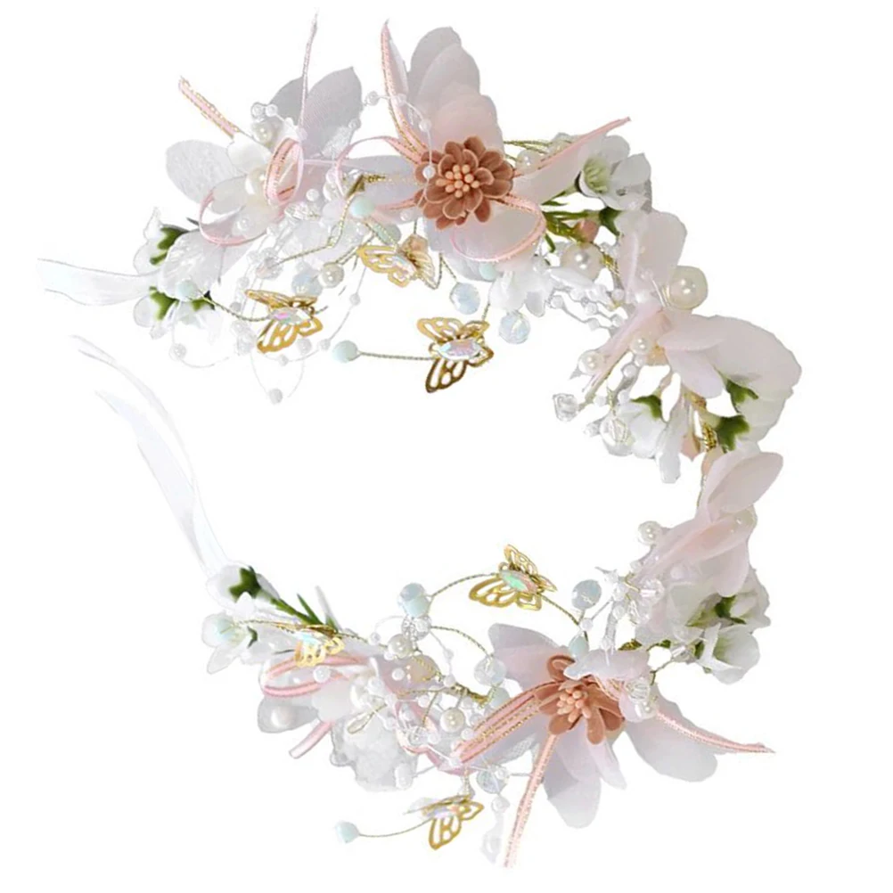 

Cloth Flower Beads Wedding Bridal Headdress Hair Accessories Bridal Headdress Durable Wire Shape Adjustable Comfortable