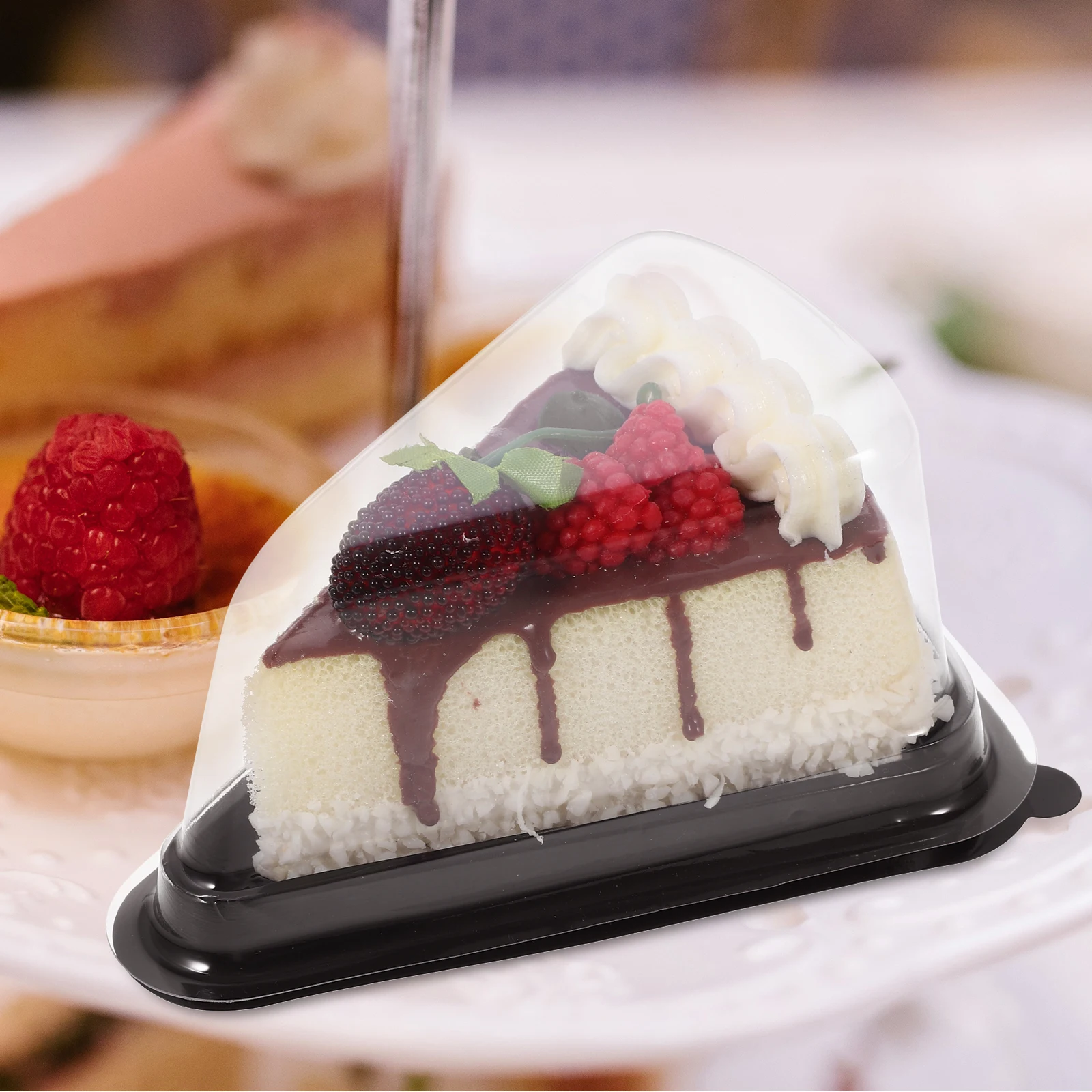 

10pcs Plastic Boxes Food Grade Reusable Cake Containers Gift Packaging Boxes Triangle Sandwich Bakery Packaging