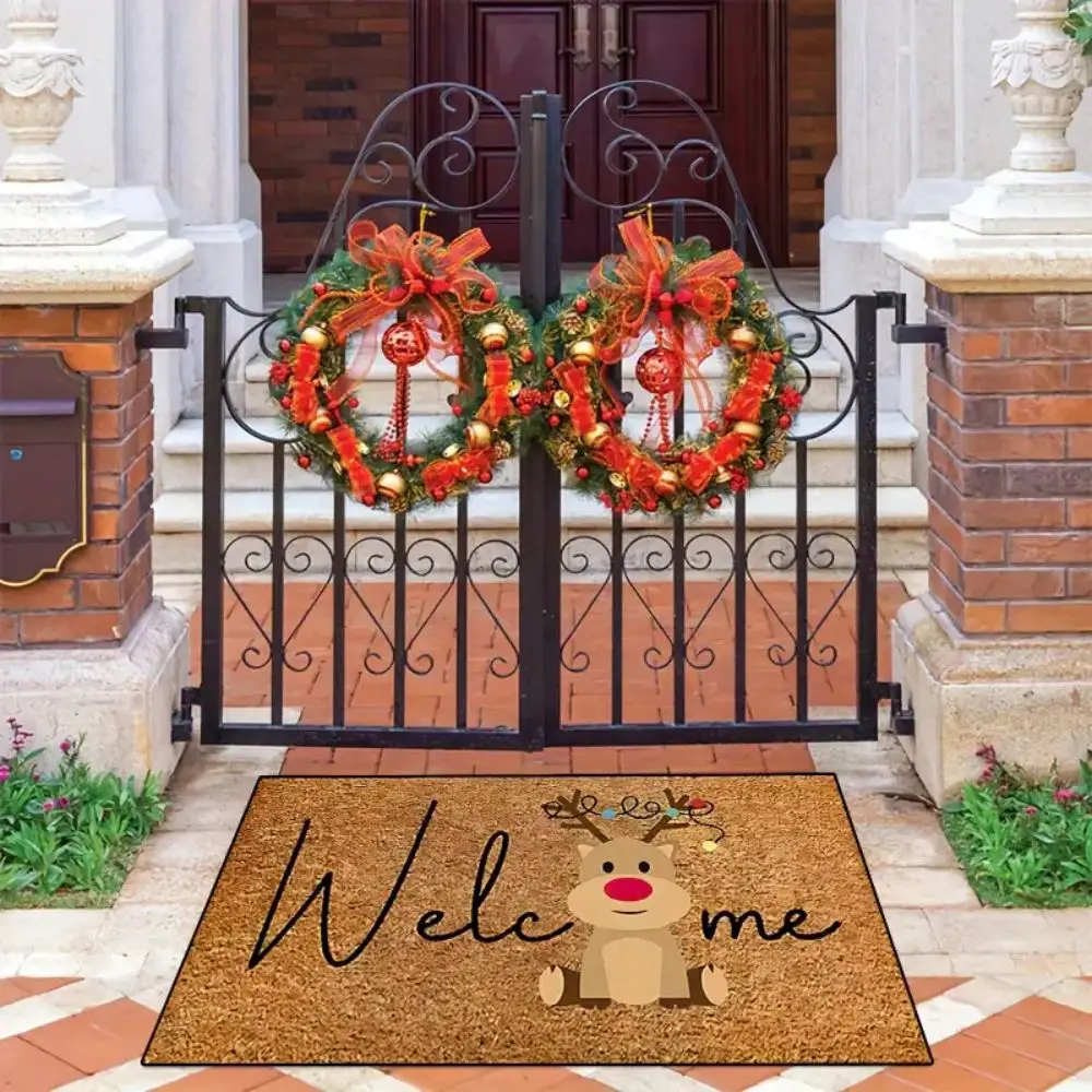 

VIKAMA Рождественский приветственный коврик для двери, украшение для дома, внутренний и наружный входной ковер, креативное украшение для входной двери