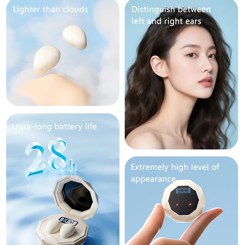 Wireless Earbuds Bluetooth 5.4 Headphones Noise Cancel In-ear Waterproof Earphones with Microphone Longbattery life
