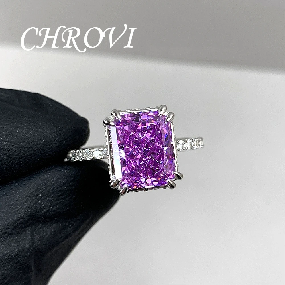 Luxuriöser 925 Funkelnder Eisflocken-Lithium-Eisen-Zirkon Offener Ring für Damen - Prinzessinnenförmiger Modischer Ring – Detail 5