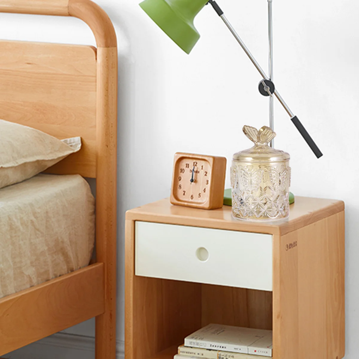 

1Pcs Clear Glass Swab Storage Box Cotton Swab Dispenser Holder Makeup Storage Container Desktop Organizer