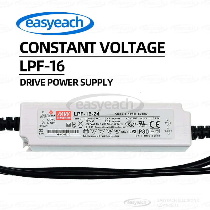 

MEAN WELL LPF-16 16W 24V PFC plastic shell for lighting LED waterproof power supply
