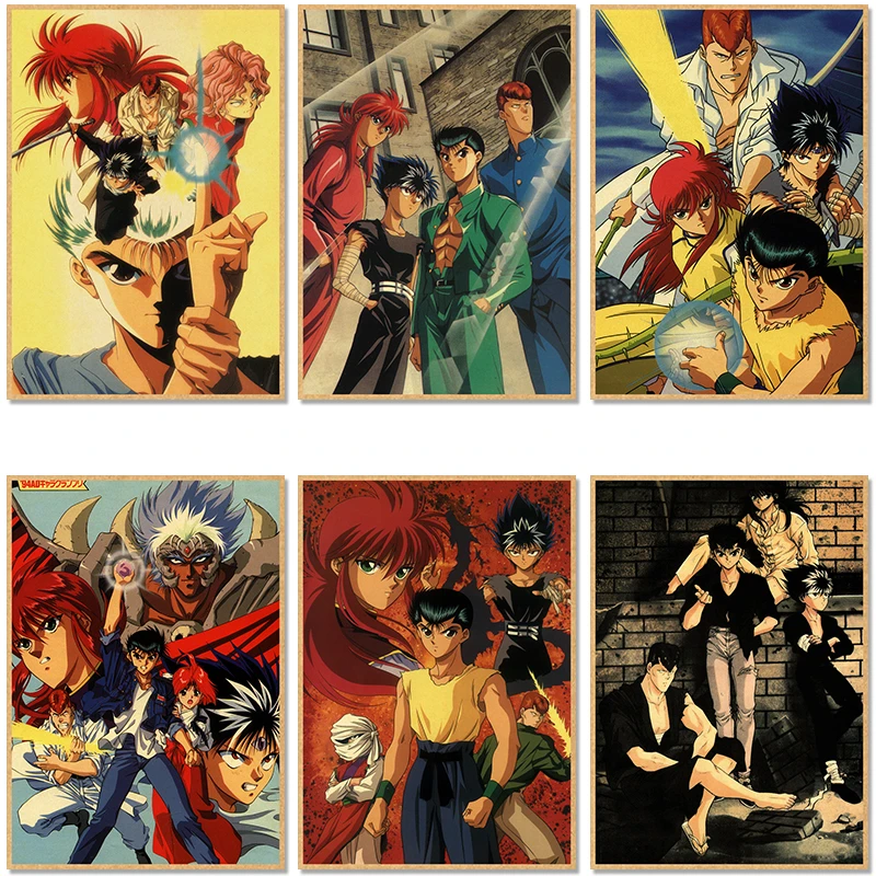 YuYu Hakusho Poster Decor For Home Posters Anime Room Wall Pictur Kraft Paper Retro And Prints Art Bar Cafe Stickers