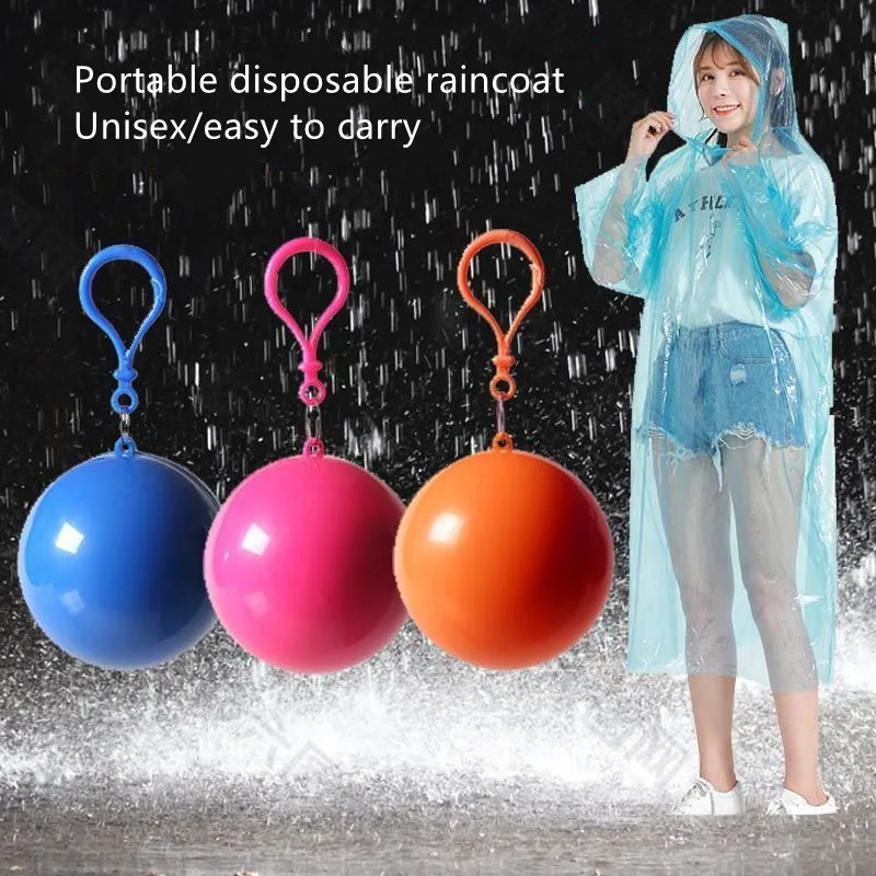 

Disposable Rain Poncho Mini Ball Portable Waterproof Emergency for Adults Outdoor Travel Sports