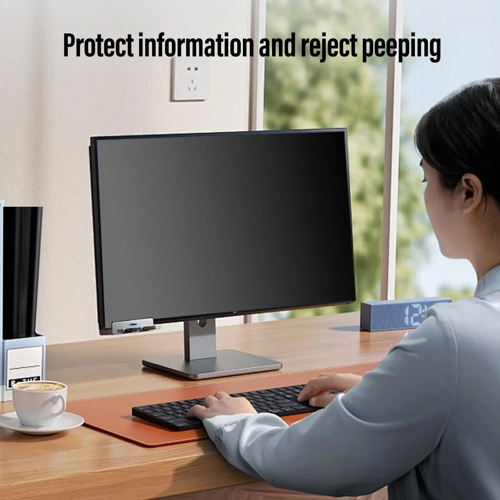 27 Inch 16:9 Computer Privacy Screen Filter PET Magnetic Computer Privacy Film Removable Anti  Blue Light Protector Eye