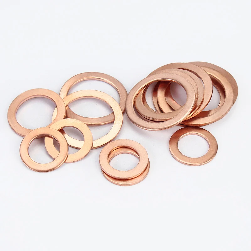10/20/50/100pcs M5 M6 M8 M10 M12 M14 M16 Copper Flat Gasket Flat Ring Gasket Sump Plug Oil Seal Copper Washer Fastener image 3