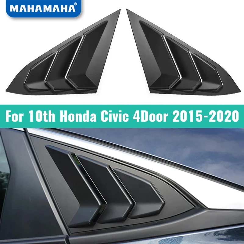 

For Honda Civic 10th Gen 2016-2021 Sedan Rear Side Window Louvers Air Vent Scoop Shades Cover Trim Blinds Carbon Car Accessories