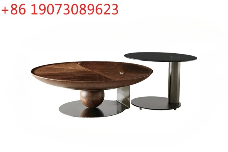 

Italian minimalist round creative coffee table side table combination simple modern size apartment living room coffee table