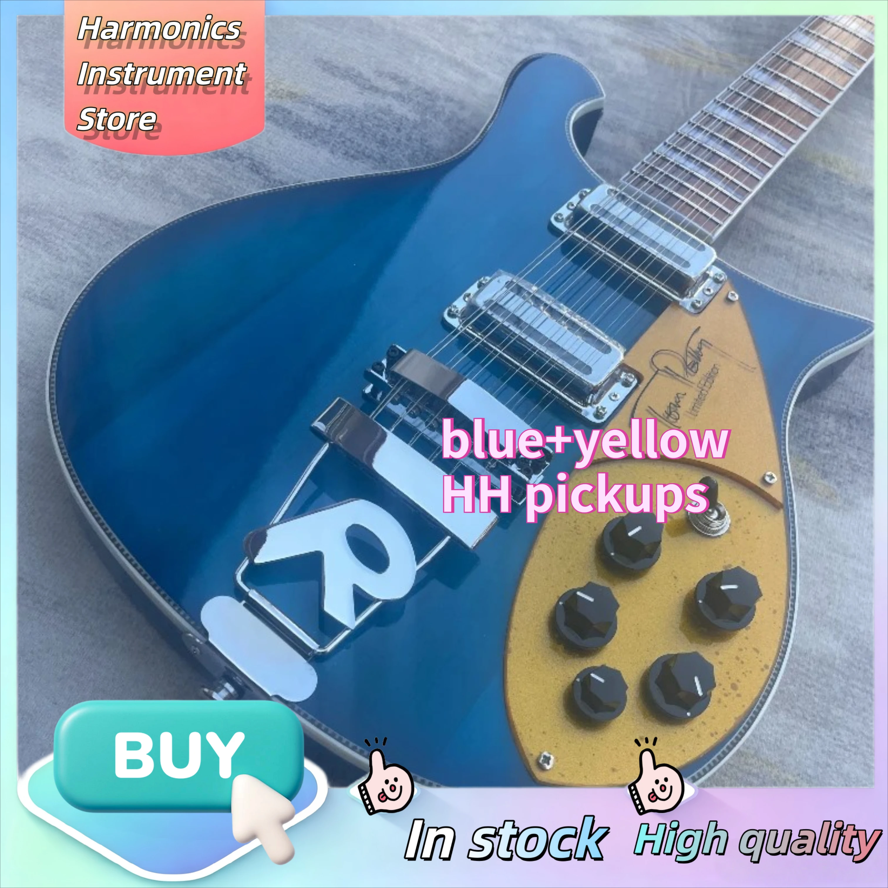 Rare Limited Ice Transparent Sapphire Blue Ric 660 Electric Guitar Tom Petty Signature 12 String Guitar Vintage Toaster Pickups