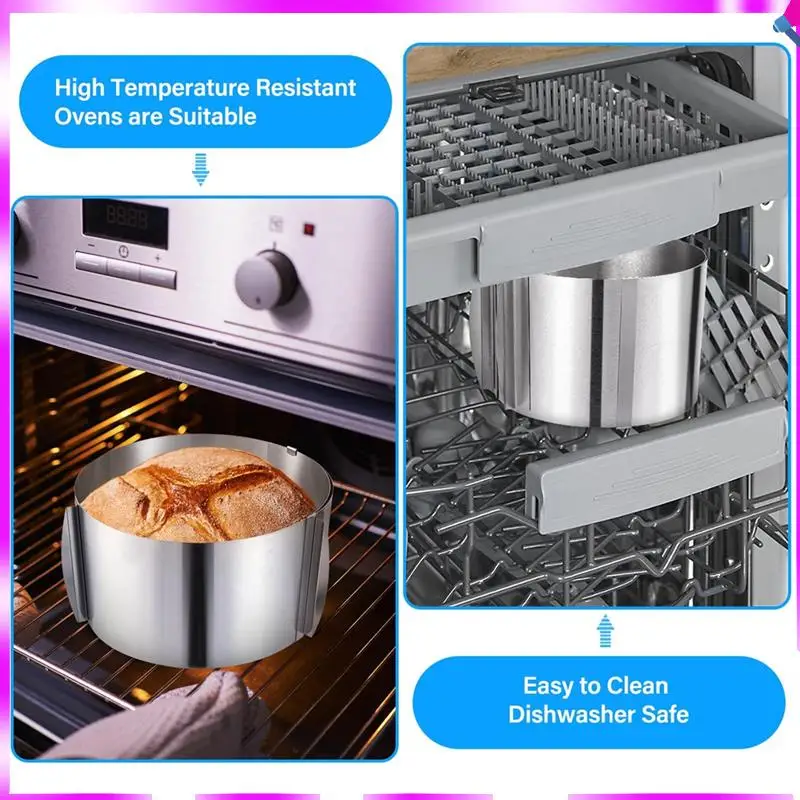 

N96R Adjustable Stainless Steel Cake Ring 6 To 12 Inches, 6 Inch High Stainless Steel Baking Rings, Round Cake Molds