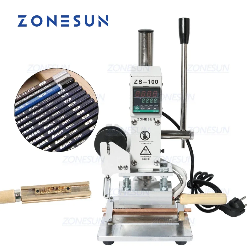 

ZONESUN ZS-100A Custom Manual Logo Leather Paper Hot Foil Stamping Bronzing Embossing Machine Heat Press Machine Punch Press