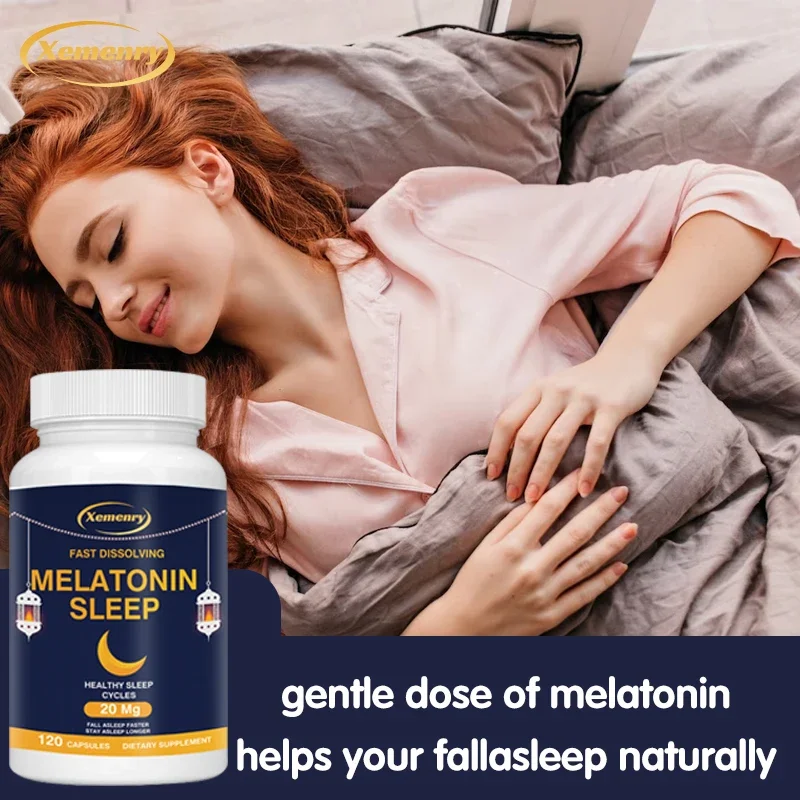 Melatonin 20 Mg Capsules | Nighttime Sleep Aid for Better Sleep and Better Sleep Vegan, Gluten-free, Non-GMO for Adults