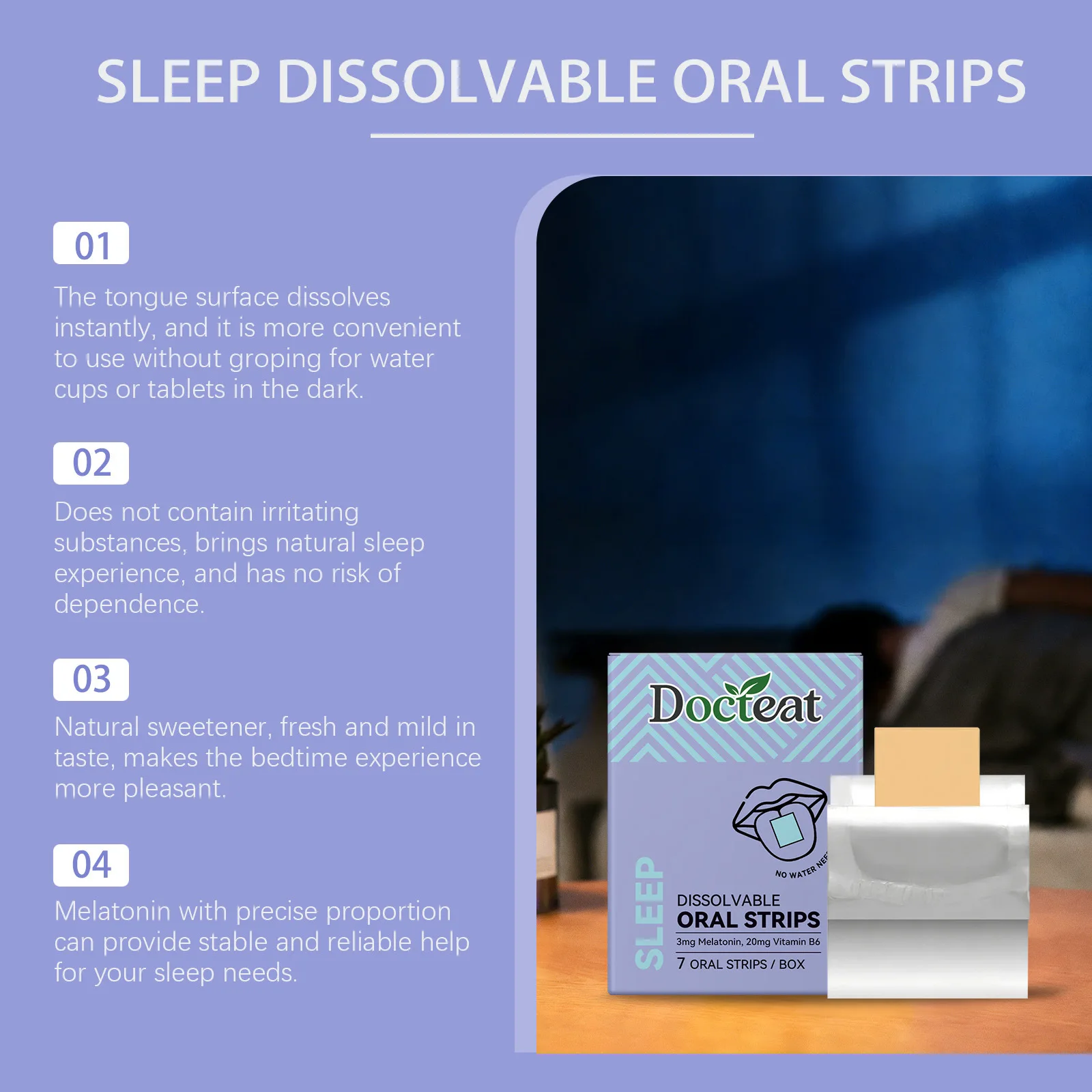 DOCTEAT Sleep Promoting Patch Enhance Drowsiness Improve Insomnia Improve Sleep Quality Reduce Dark Circles Sleep Care Tablets