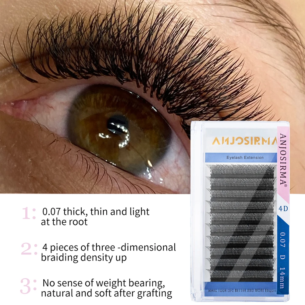 ANJOSIRMA 4D-W shape eyelash extension natural soft anime lashes prefabricated mink fluffy False eyelashes makeup tool