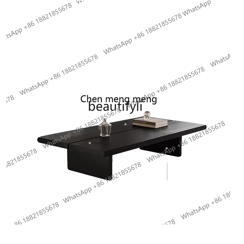 ss8350 Black solid wood small coffee table, guest room North American ash wood low tea table rectangular high-end bay window bal