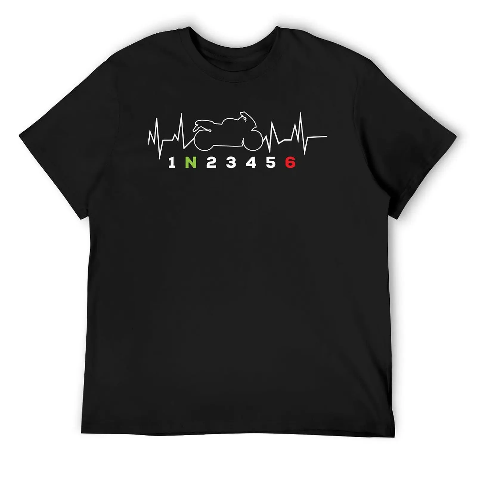 Heartbeat Motorcycle Gear Shift One Up Five Down Y T-shirt Crewneck Sports  Humor Graphic Tshirt Vintage Travel USA Size