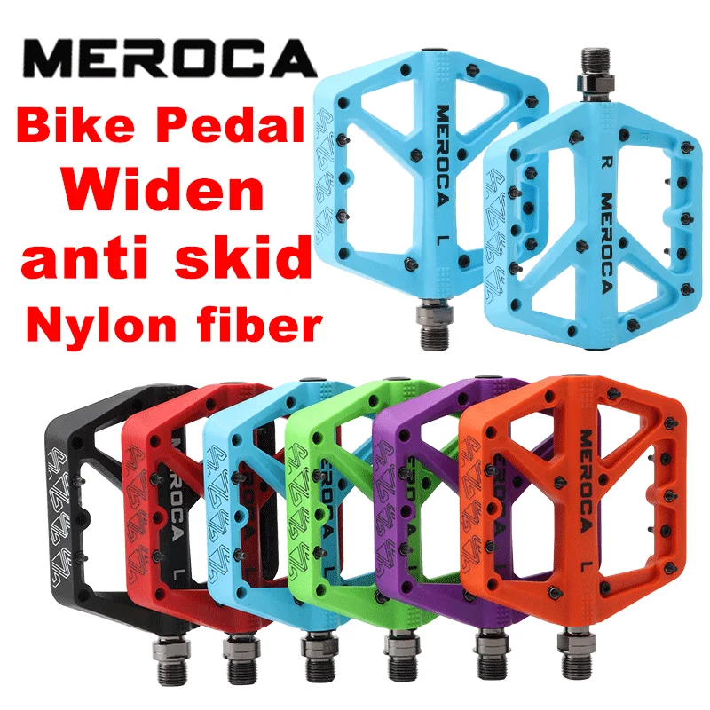 MEROCA Mountain Bike Pedal Nylon Fiber 9/16 Inch Widened Non-slip New 2021 Platform shafb bicycle universal Accessories