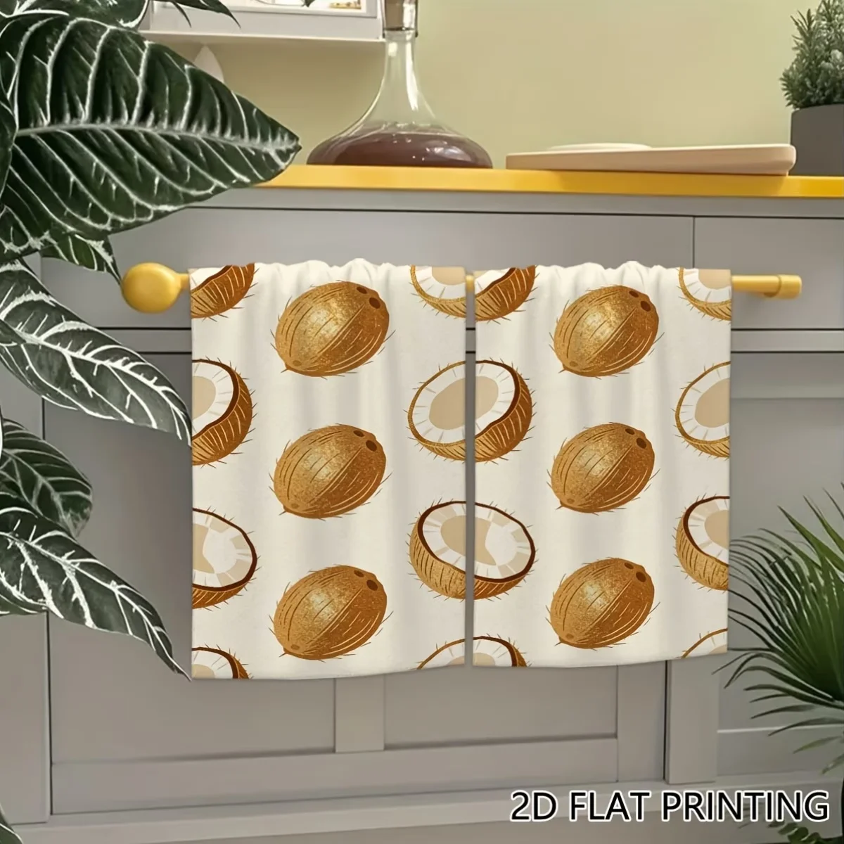 2-Pack of Rustic Towels with Brown Coconut Shell Print, Dish Towels, Hand Towels, Modern Art Kitchen Decor Towels, Neighbor Gifts, Sweet Housewarming Gifts for Friends, Mom Gifts, Friend Birthday Gifts. Spring and Summer Theme