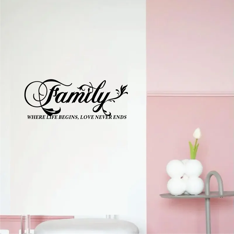 

Family Where Life Begins, Love Never Ends Word Sign Wall sticker Letters Quotes Art House Warming sticker decal #259