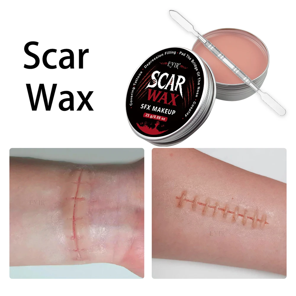25g/60g Scar Wax SFX Makeup Kit for Halloween Cosplay Fake Wounds Scars Burns Skin Texture Special Effects Face Body Art DIY
