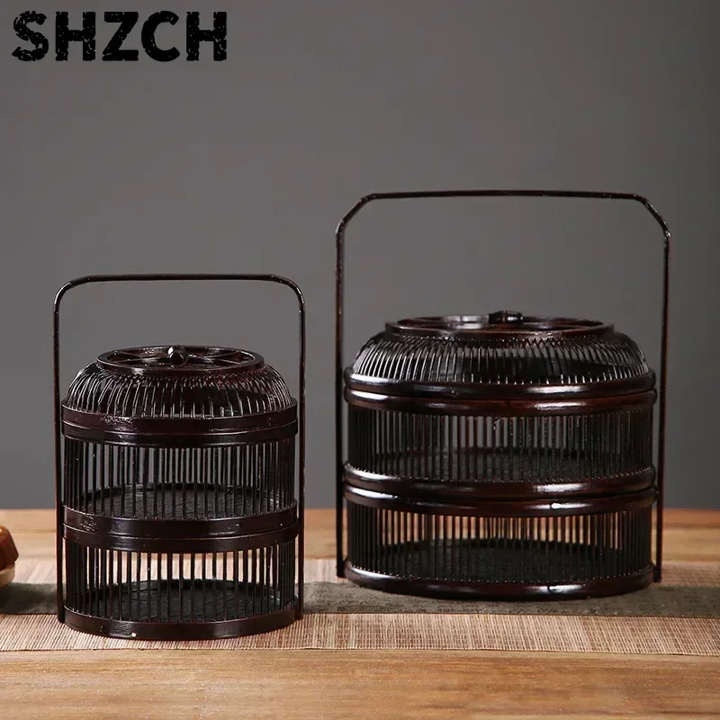 Handcrafted Bamboo Hand Basket Japanese Tea Set Storage Moon Cake & Fruit Tray for Tea Ceremony Stylish Organizer