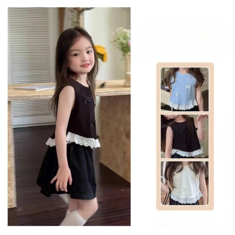 Girls Bow Lace Tank Top 2