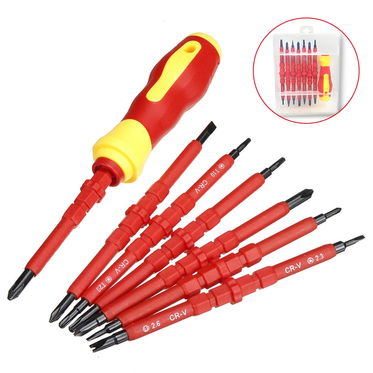 8Pcs VDE Insulated Screwdriver Set Slotted Phillips Screw Driver Bits Kit With Tester Pen Electricians Hand Tools