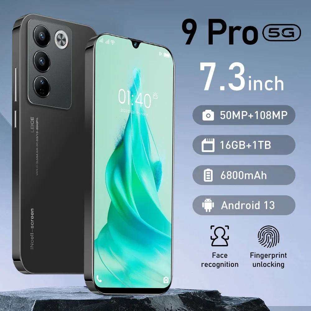 Hot Selling Smartphone 9 Pro Android 7.3 Large HD Screen Dual-Sim Dual-Standby Smartphone Global Version Mobile Phone Cheap