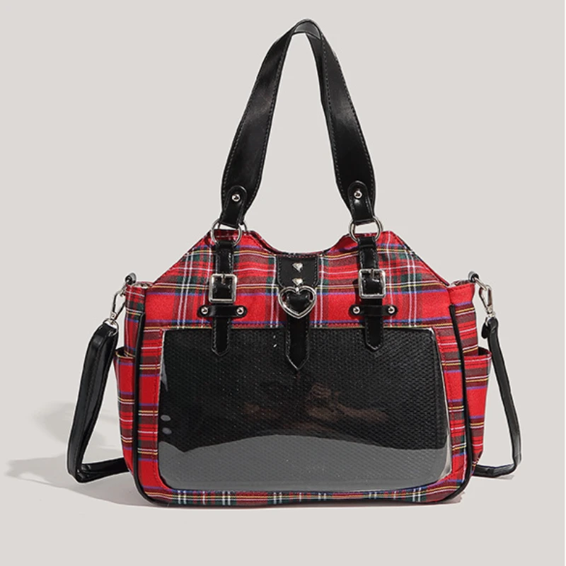 

Niche retro Plaid Tote Bag New Girls' Crossbody Shoulder Bag Spliced College Style Large Capacity Handbag