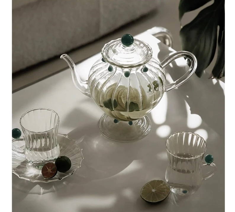 

Glass teapot tea set afternoon tea fruit tea housewarming