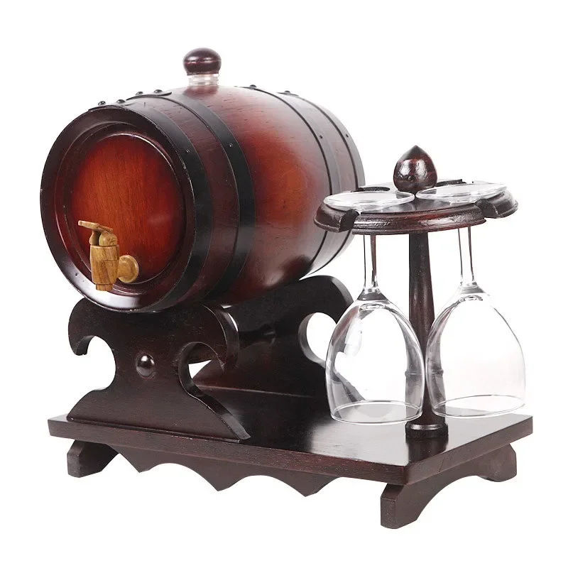 3L Solid Oak Wine Barrel, Leak-Free Wooden Cask, Home Fermentation for Red Wine Grape Wine Beer Brewing Set