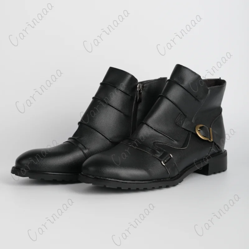 Medieval Men's Boots Shoes Square Heel High Top Retro Men's Shoes Round Head Knight Victorian Renaissance Boots