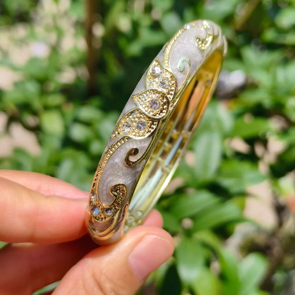 1cm Crown Cloisonne Bracelet Colored Dropper Oil Crown Colored Dropper Oil Bangle Retro Enamel Women's Hand Bracelet