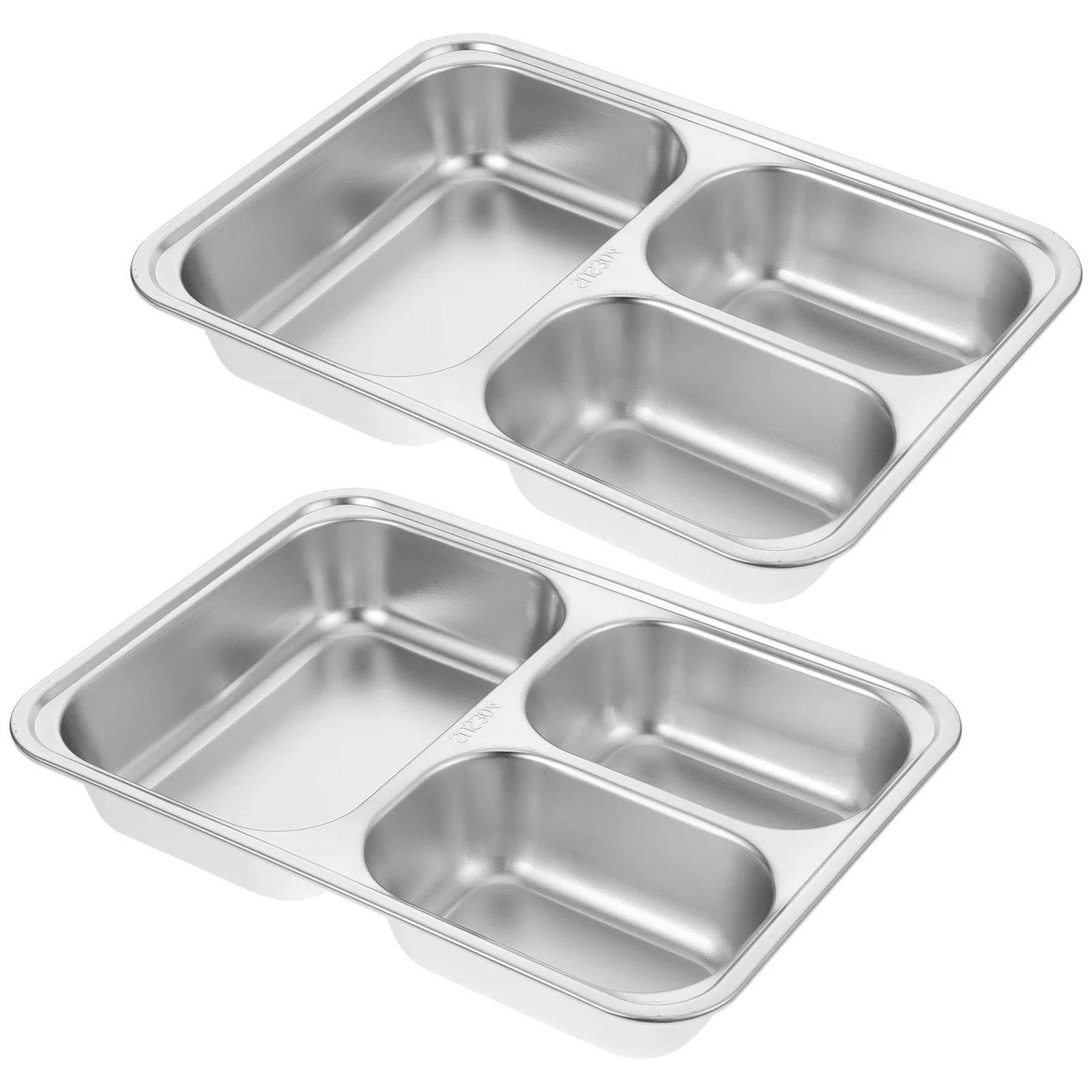 

2Pcs Stainless Steel Food Serving Plates Strong Anti-Rust Divided Lunch Plates for Family Restaurants Offices Food Plate